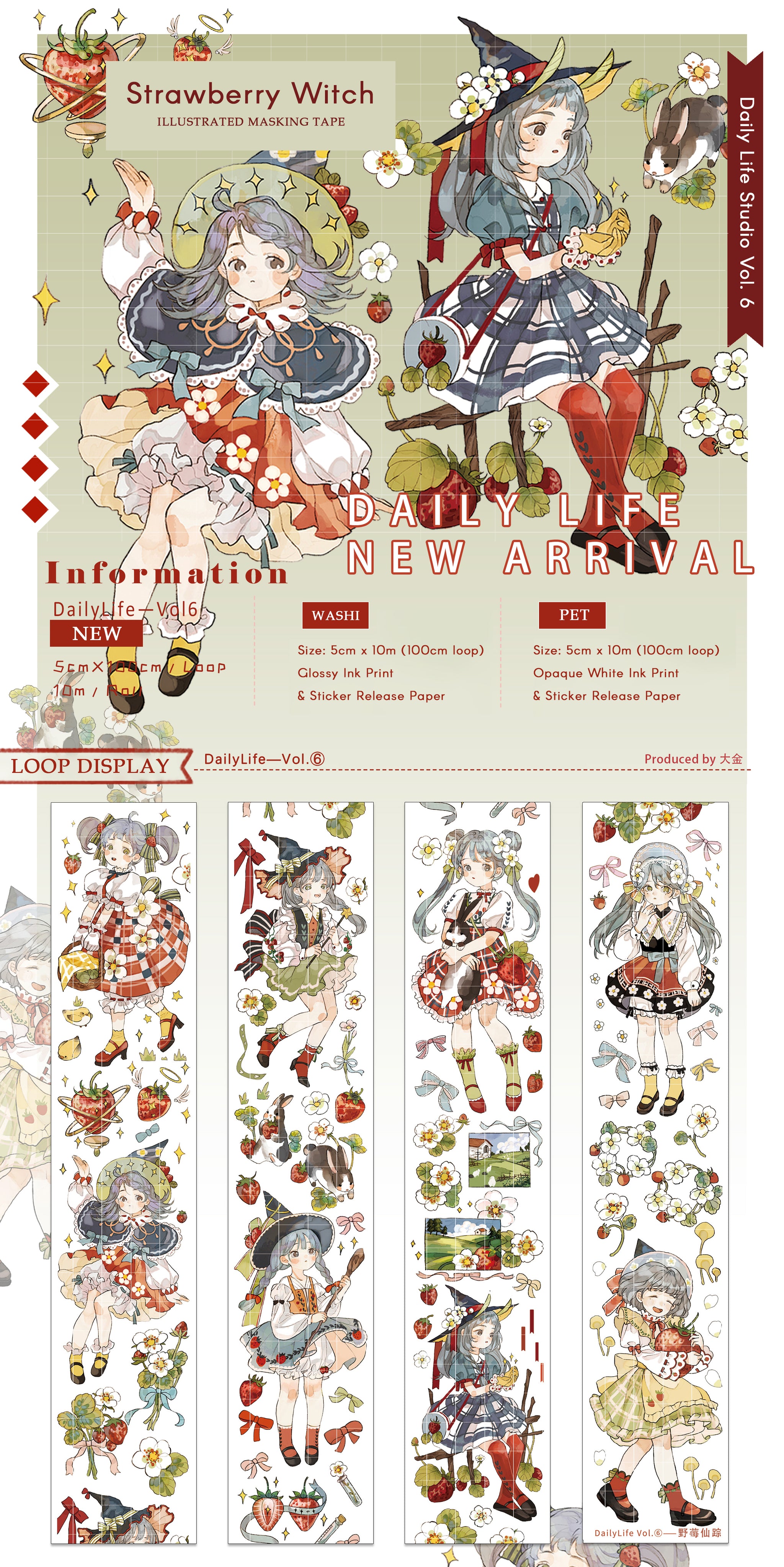 Daily Life Masking Tape: Strawberry Witch