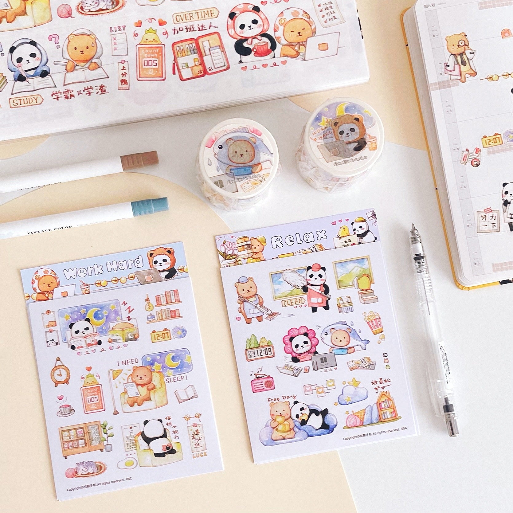 EverEin Sticker Sheet: Work Hard and Relax
