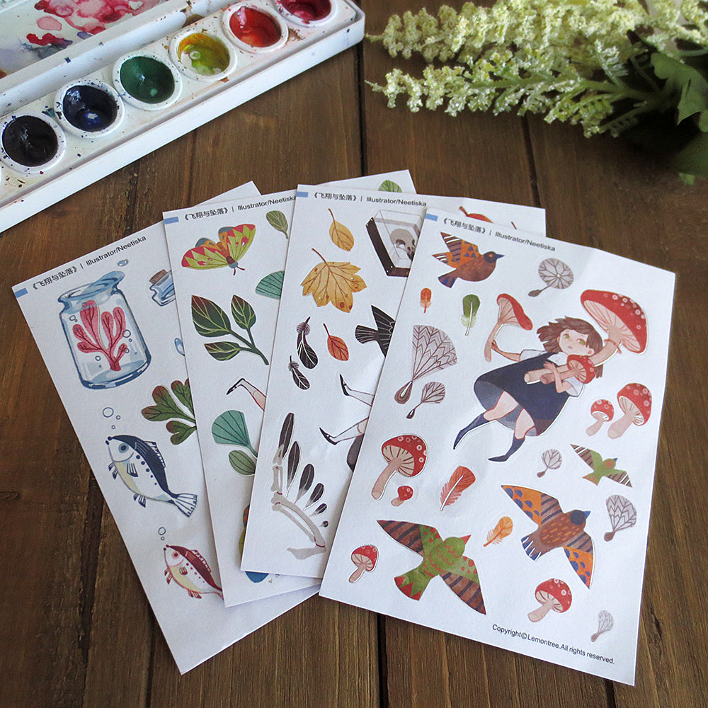 Lemontree Product: Flight and Fall Stickers Sheet