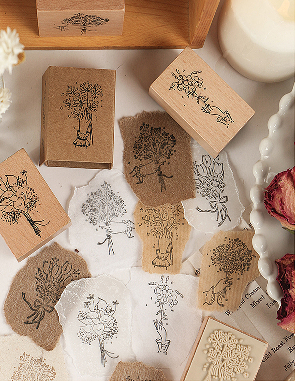 Flower Bouquet Wooden Stamps