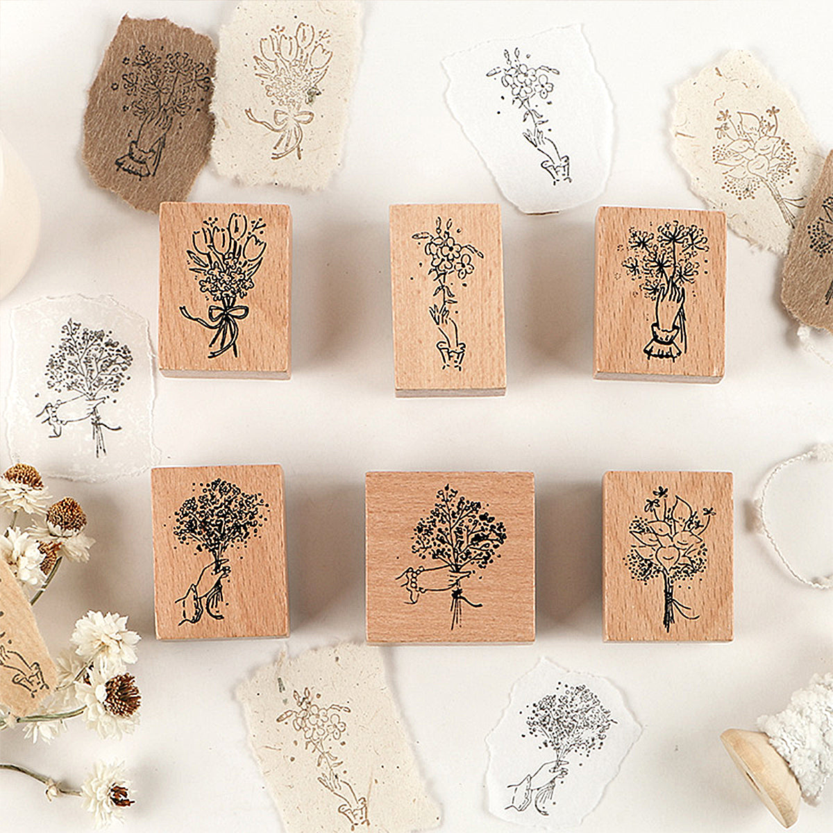 Flower Bouquet Wooden Stamps