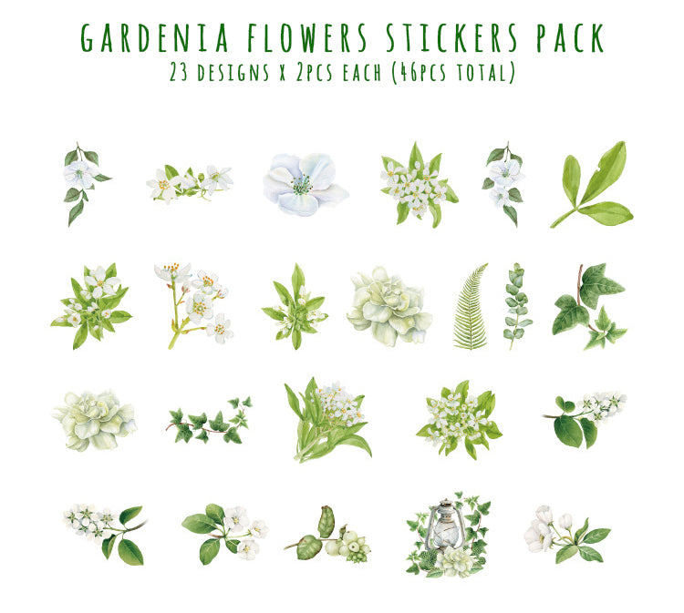 Gardenia Flowers Box Sticker Set