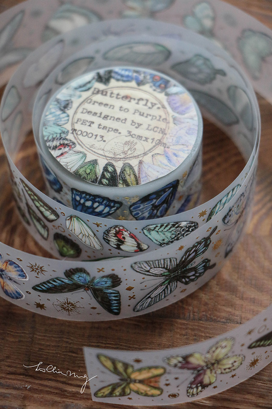 LCN Design Studio: Butterfly Clear Tape (Green to Purple)