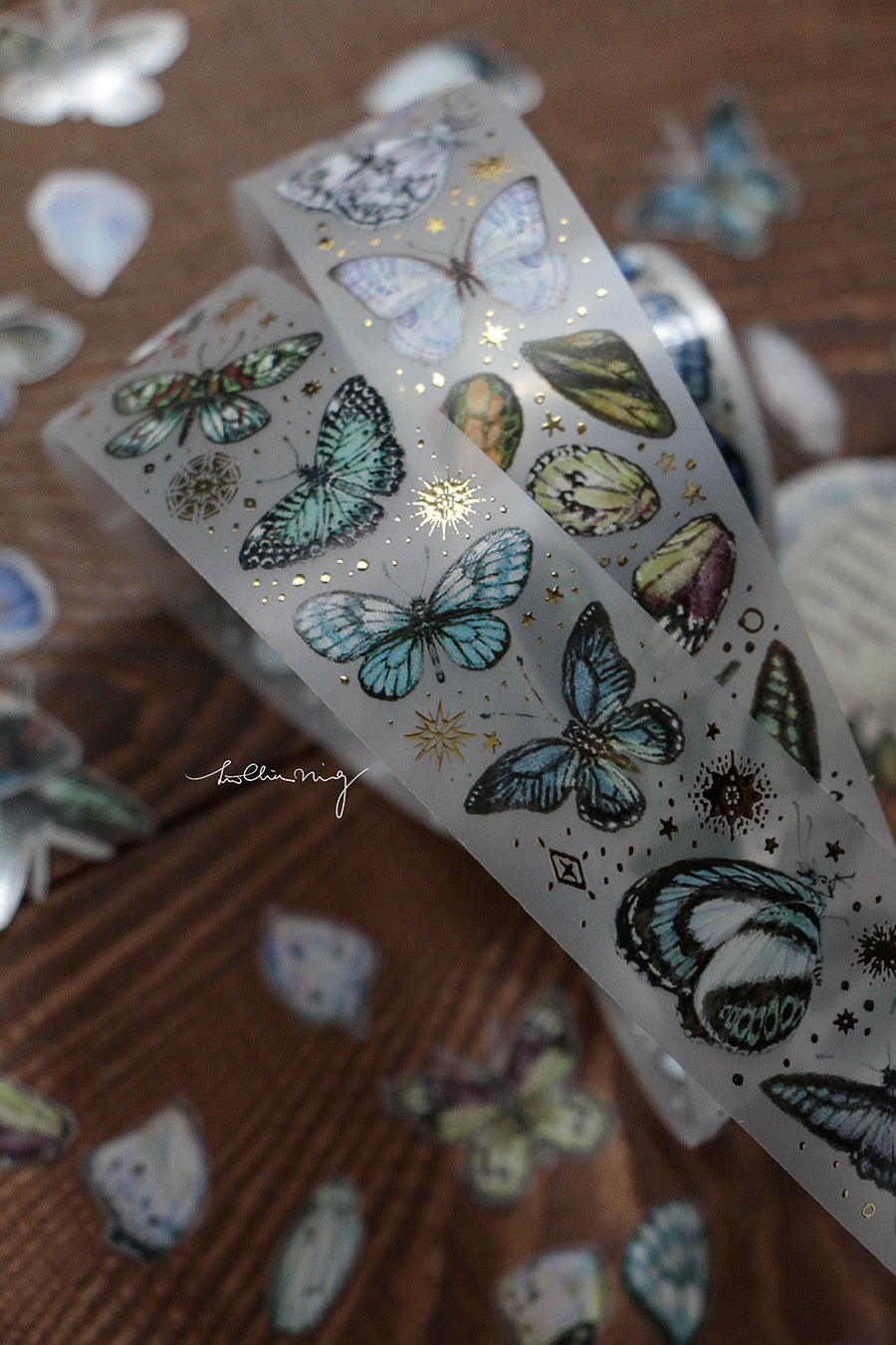 LCN Design Studio: Butterfly Clear Tape (Green to Purple)