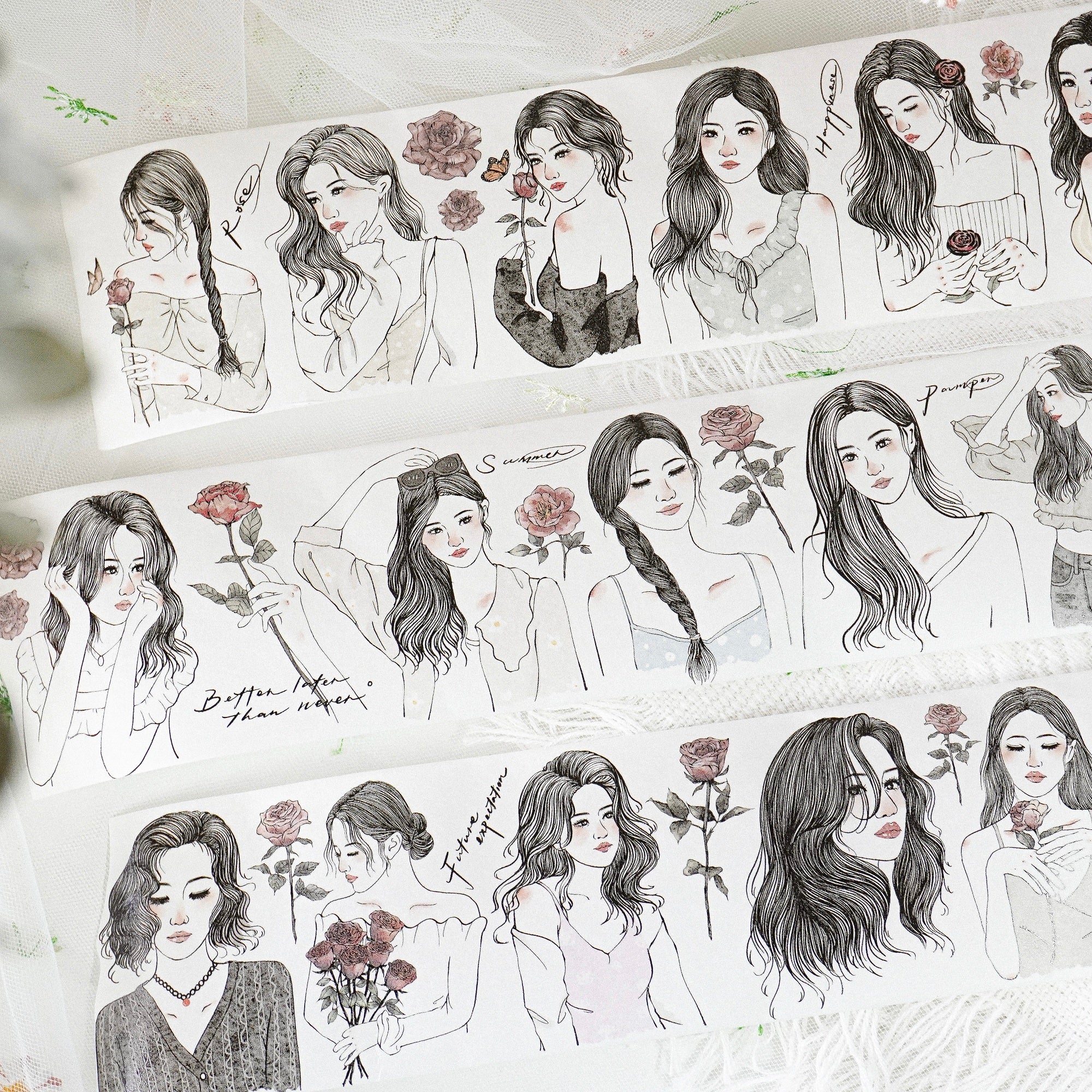 Jennyuanzi Masking Tape: Rose Girls
