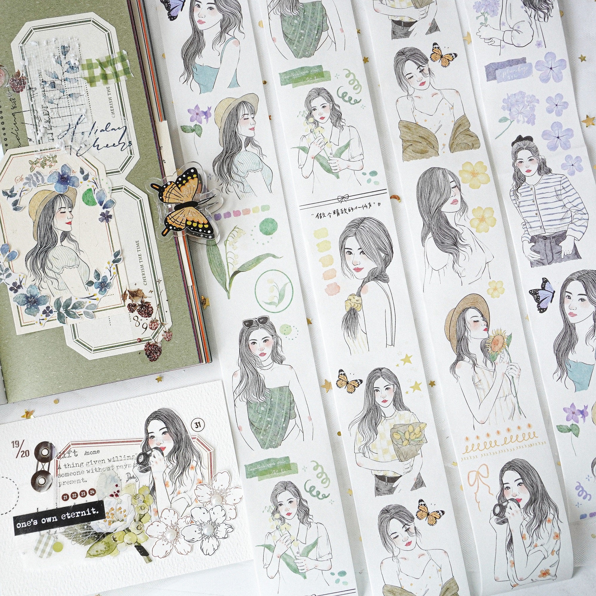Jennyuanzi Masking Tape: Spring Letter Girls