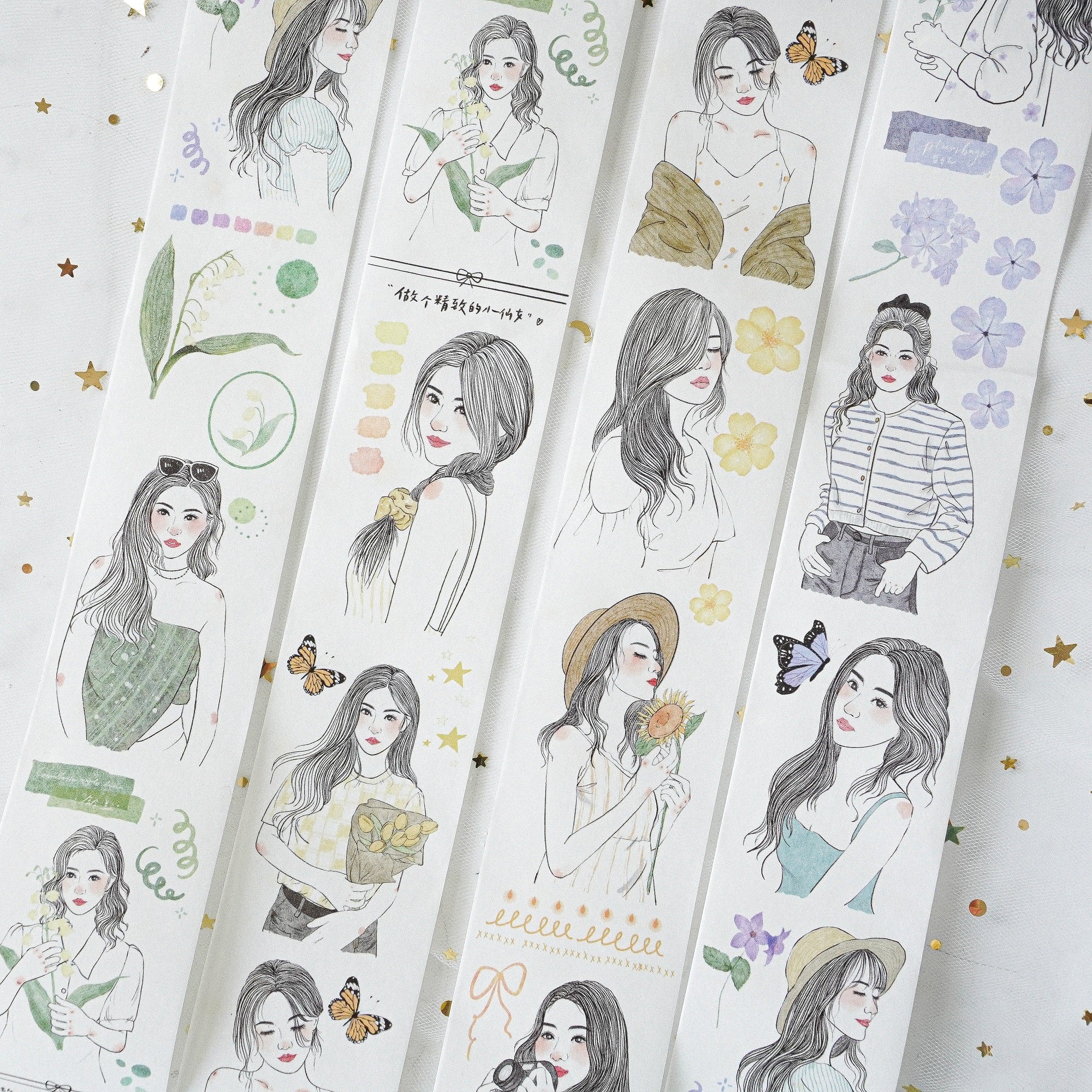 Jennyuanzi Masking Tape: Spring Letter Girls