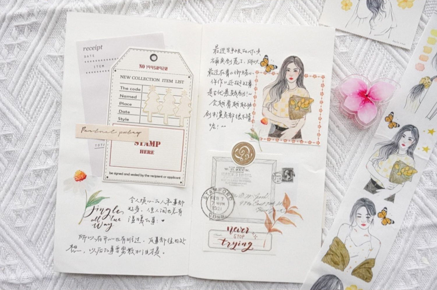 Jennyuanzi Masking Tape: Spring Letter Girls