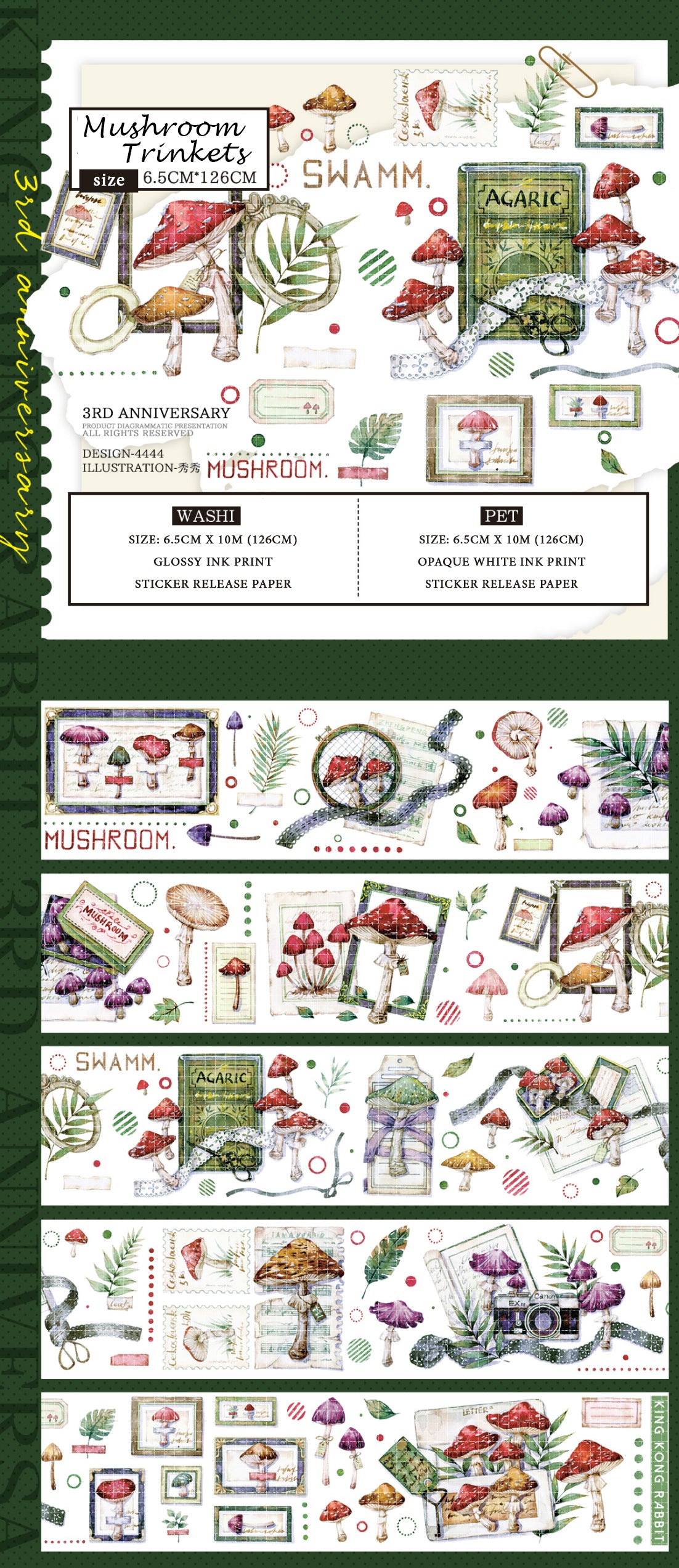 King Kong Rabbit Masking Tape: Mushroom Trinkets