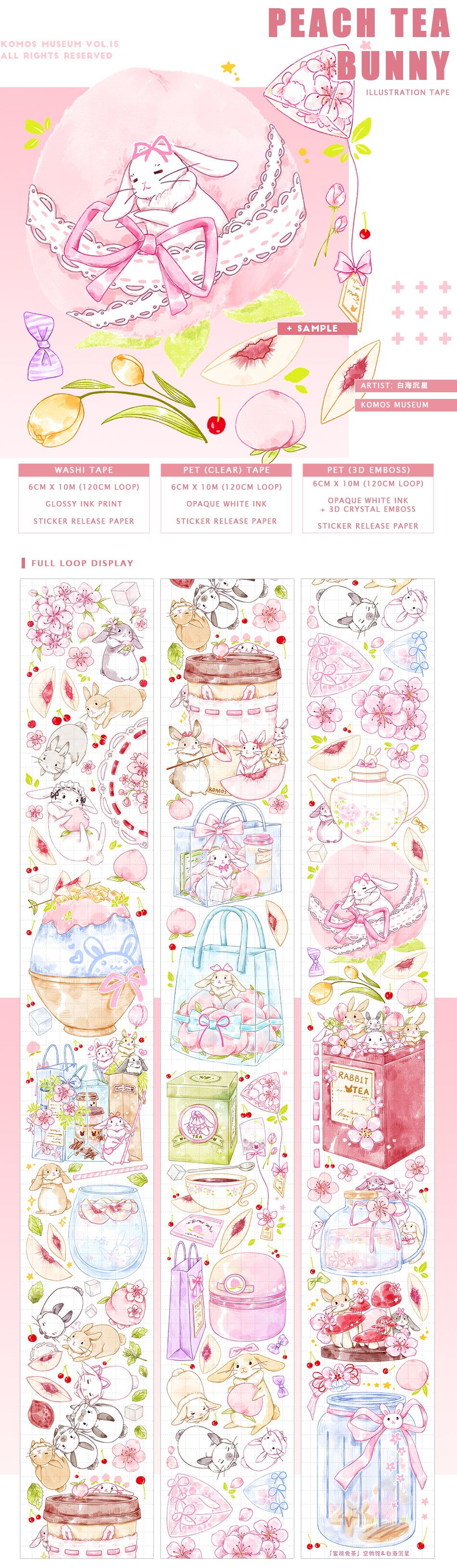 Komos Museum Tape: Peach Tea Bunny