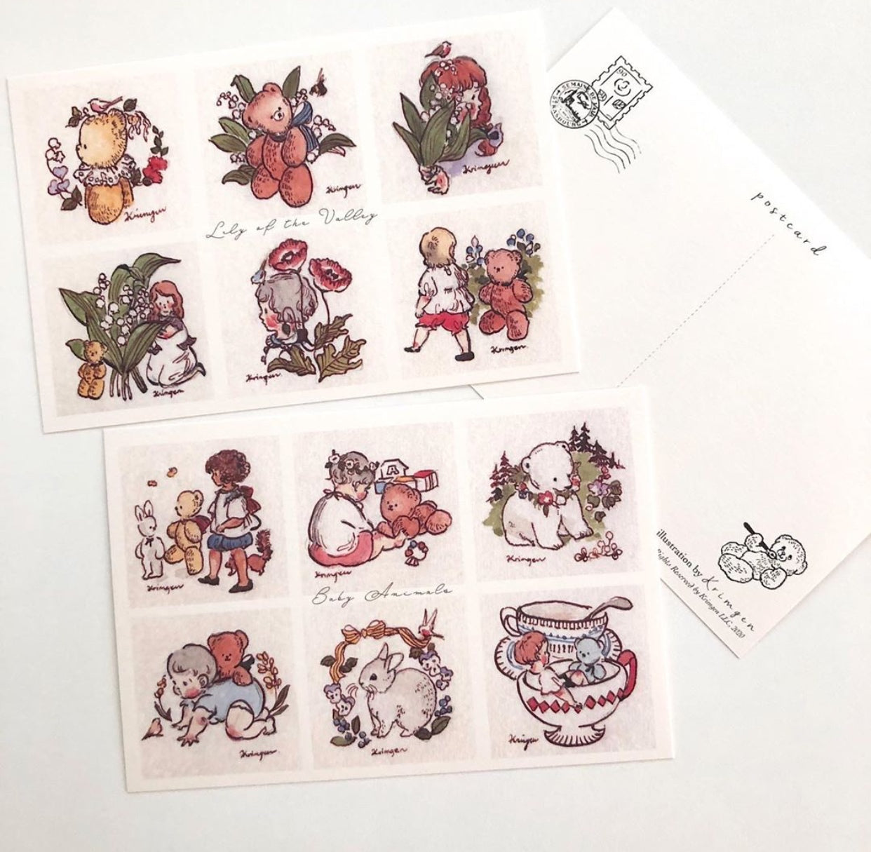 Krimgen Postcards: Baby Animals and Lily of the Valley