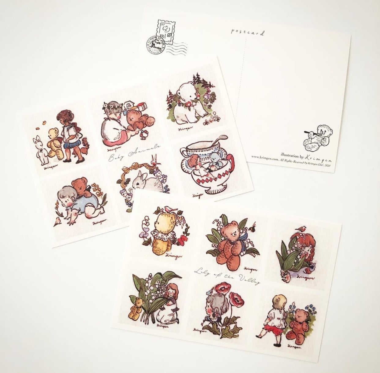 Krimgen Postcards: Baby Animals and Lily of the Valley