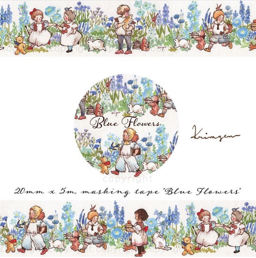 Krimgen Washi Tape: Blue Flowers