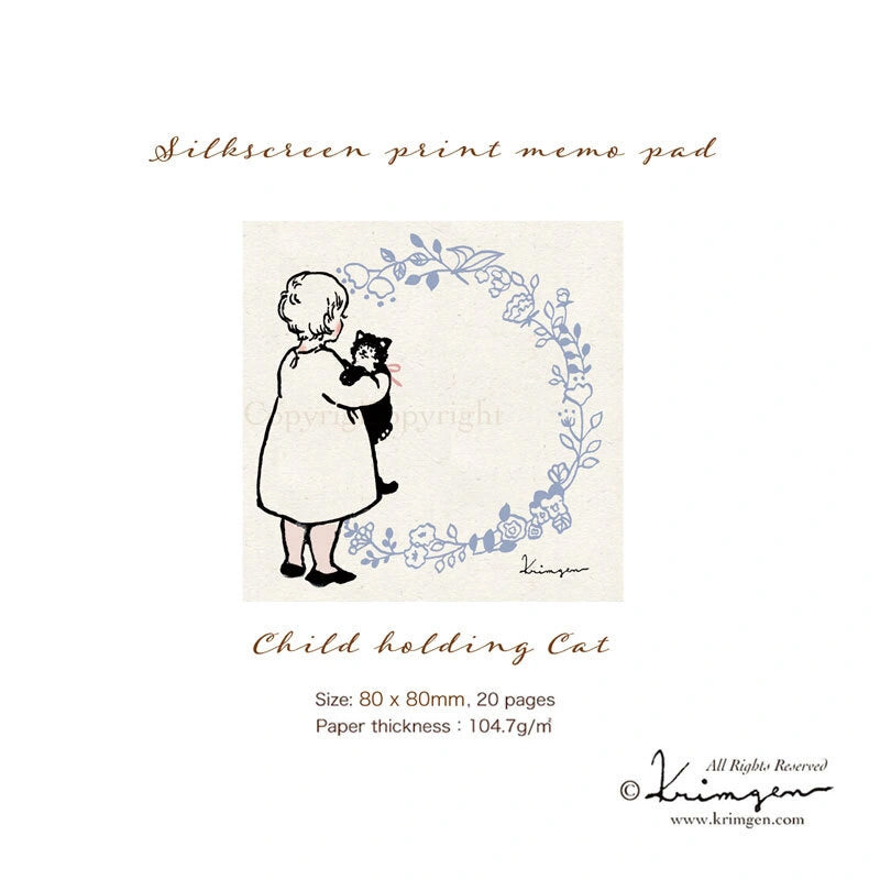 Krimgen Memo Pad: Child Holding Cat