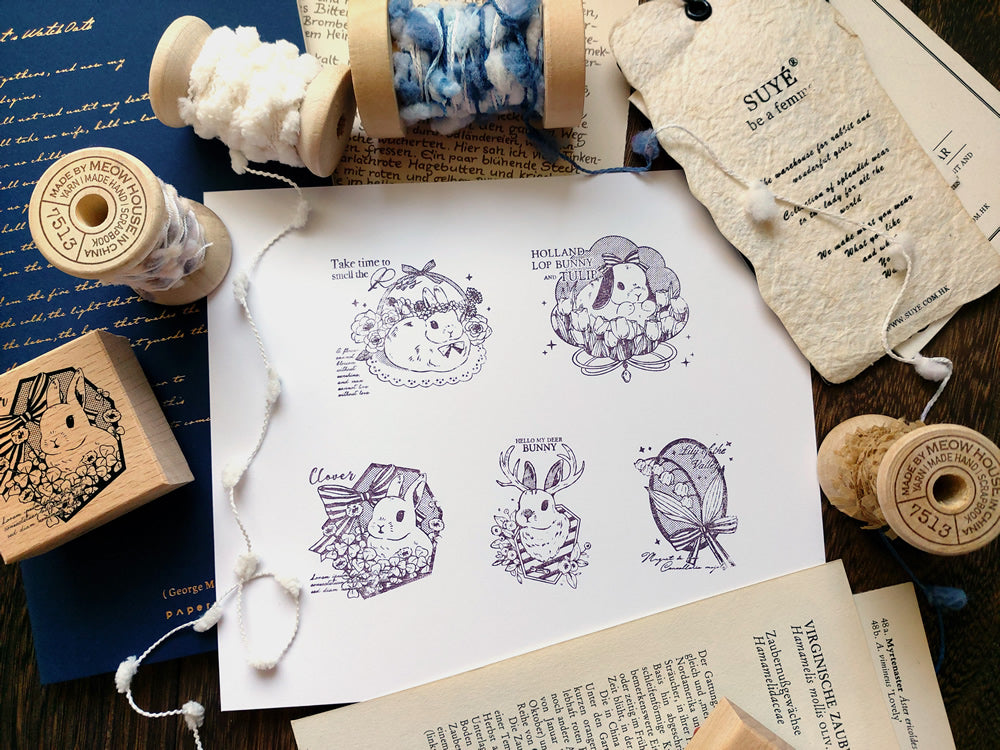 Kumayankee Stamp: Flower Bunnies
