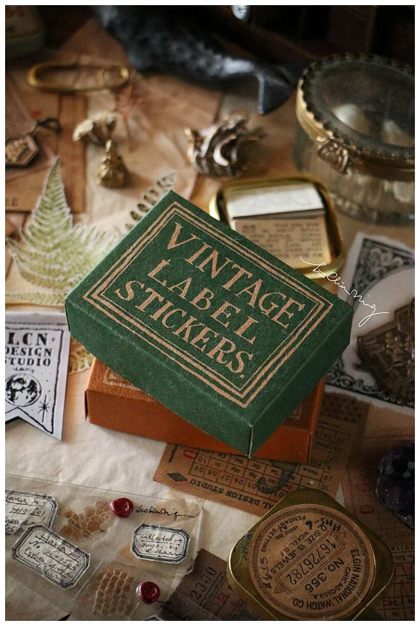 LCN Design Studio: Vintage Label Stickers (Green Box)