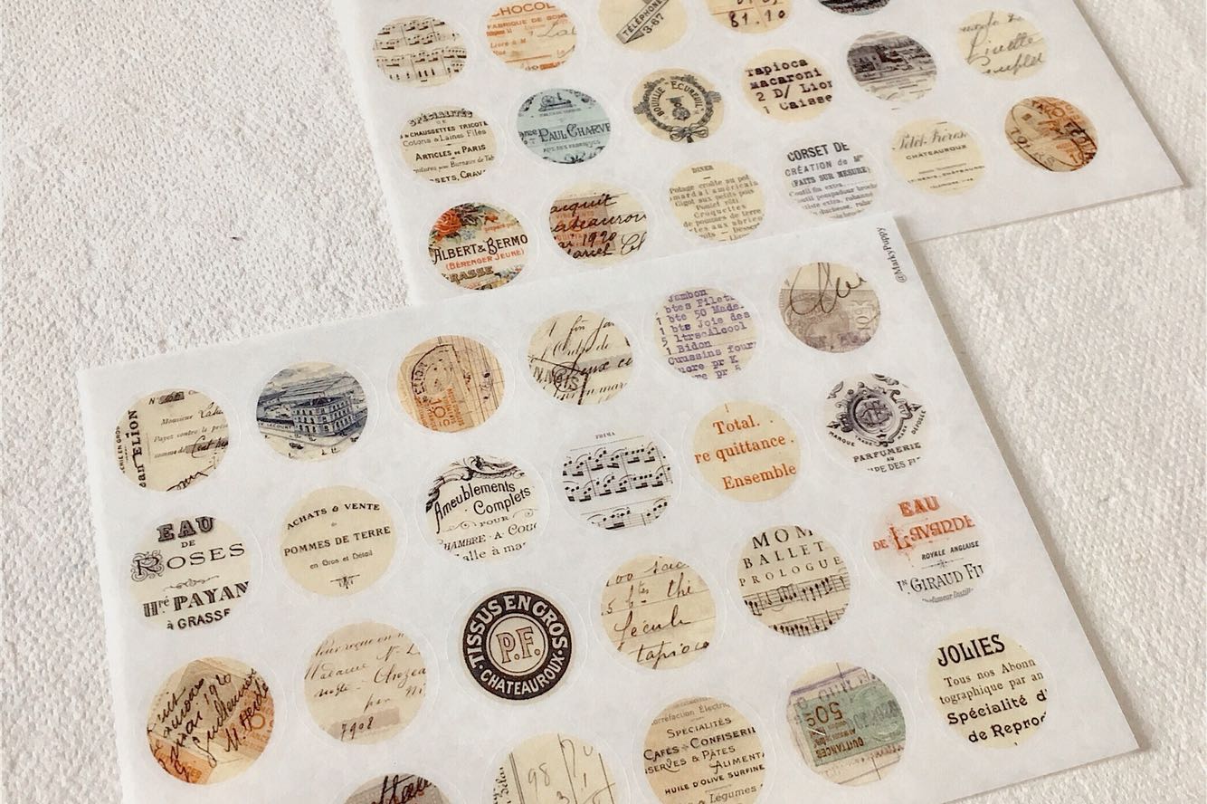 Circular Vintage Collage Sticker Sheets