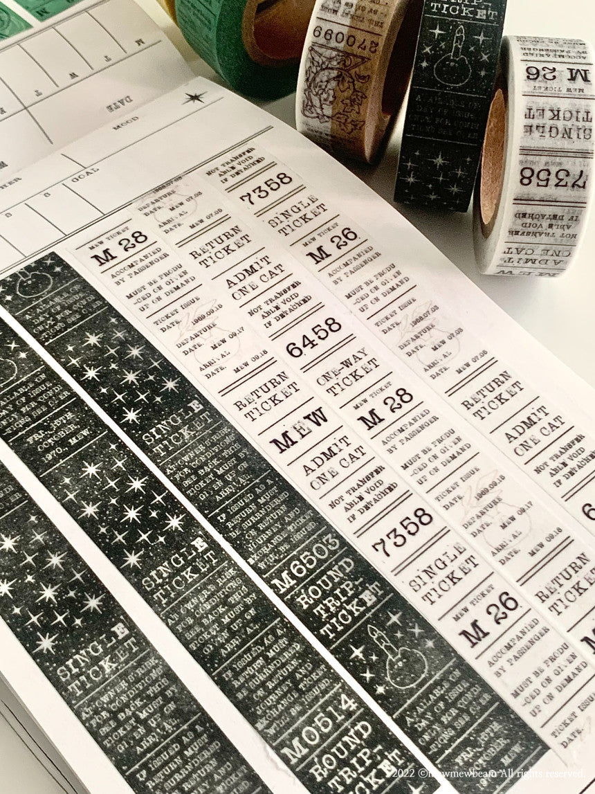 Mewmewbeam Washi Tape: Black and White Ticket