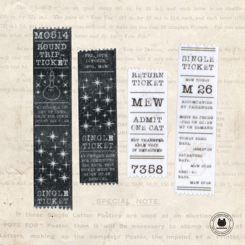 Mewmewbeam Washi Tape: Black and White Ticket