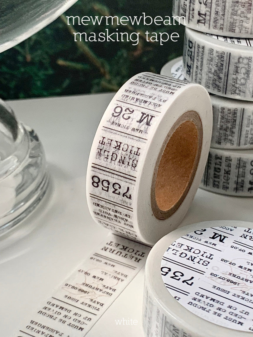 Mewmewbeam Washi Tape: Black and White Ticket