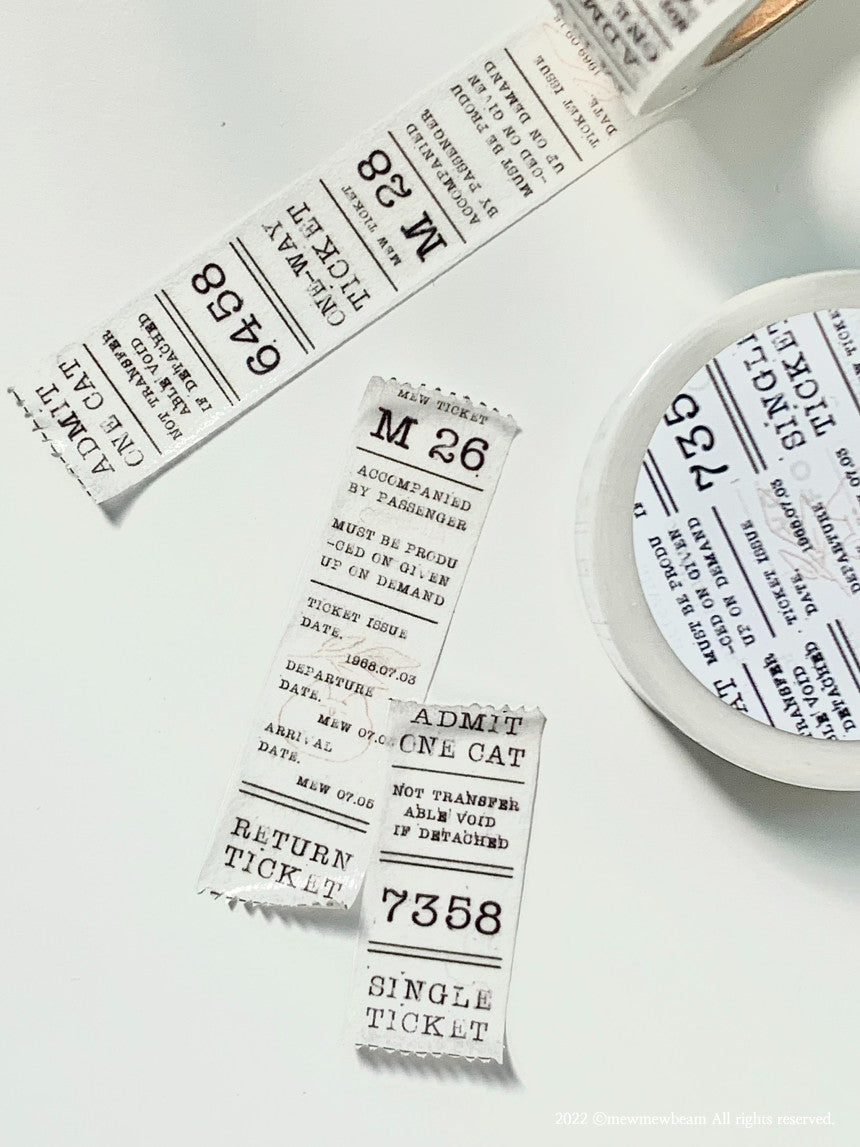 Mewmewbeam Washi Tape: Black and White Ticket