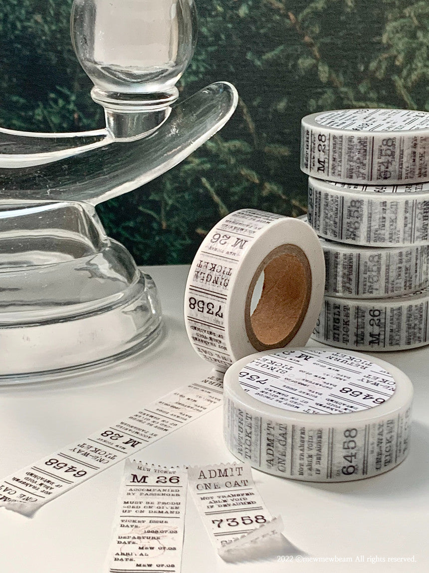 Mewmewbeam Washi Tape: Black and White Ticket