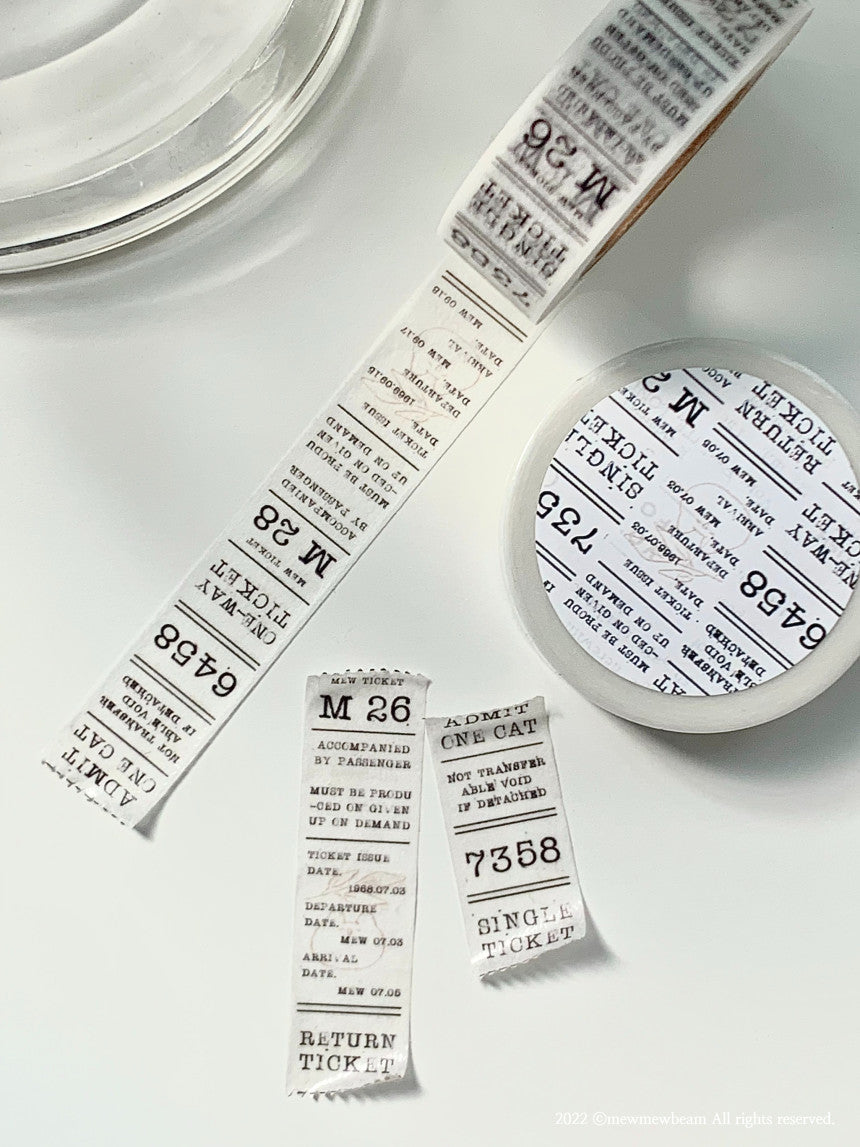 Mewmewbeam Washi Tape: Black and White Ticket
