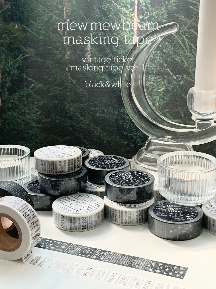 Mewmewbeam Washi Tape: Black and White Ticket