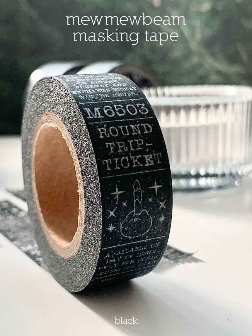 Mewmewbeam Washi Tape: Black and White Ticket