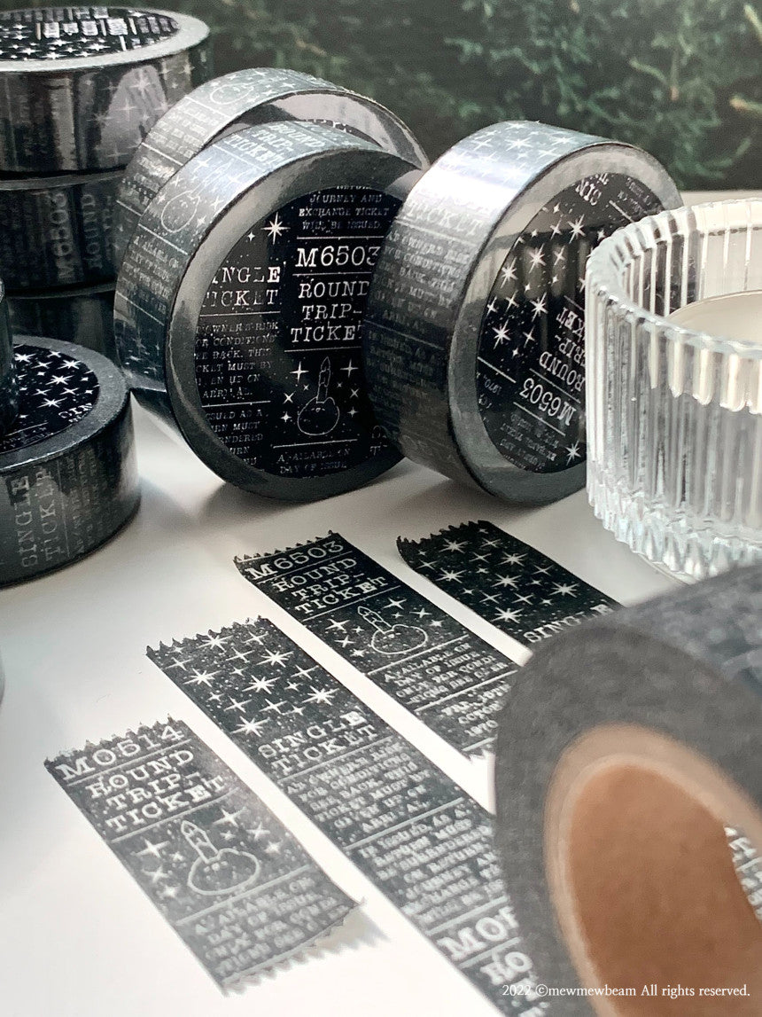 Mewmewbeam Washi Tape: Black and White Ticket