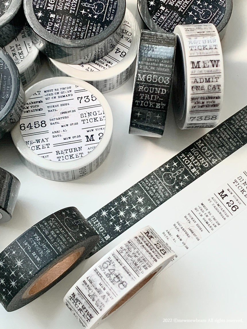 Mewmewbeam Washi Tape: Black and White Ticket