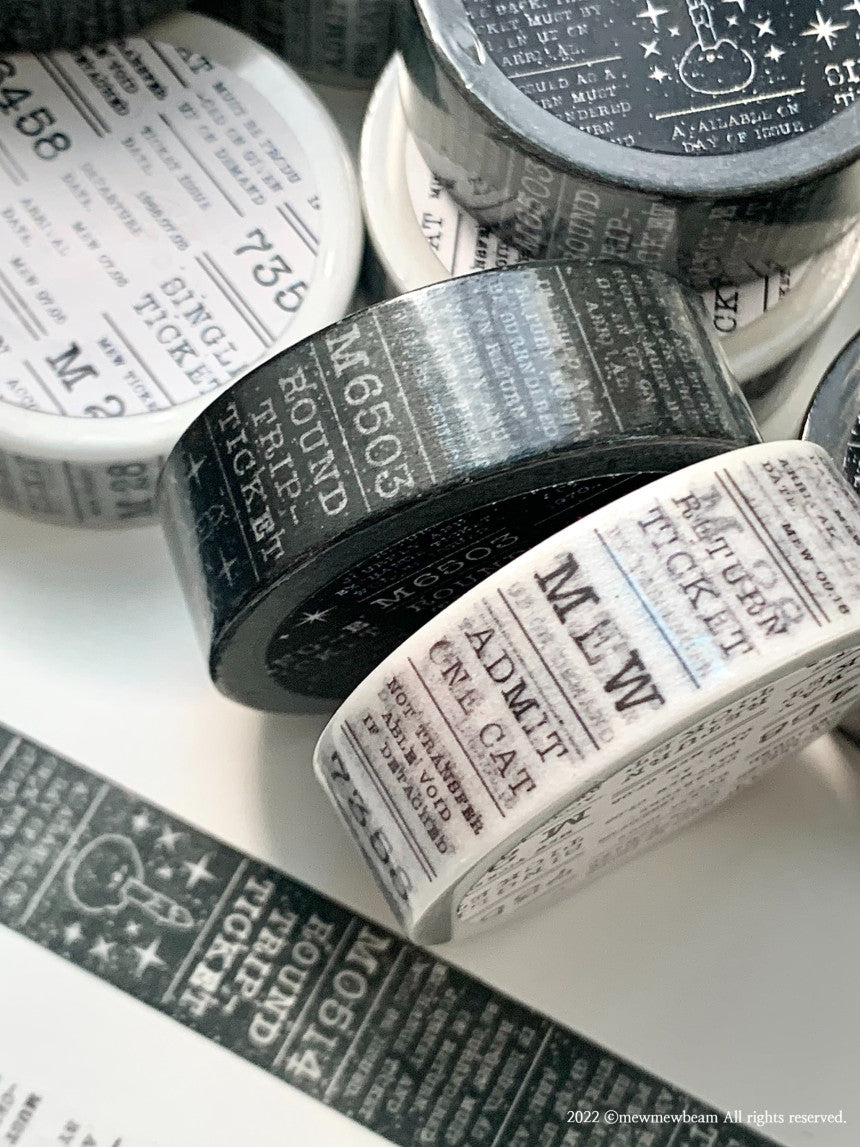 Mewmewbeam Washi Tape: Black and White Ticket
