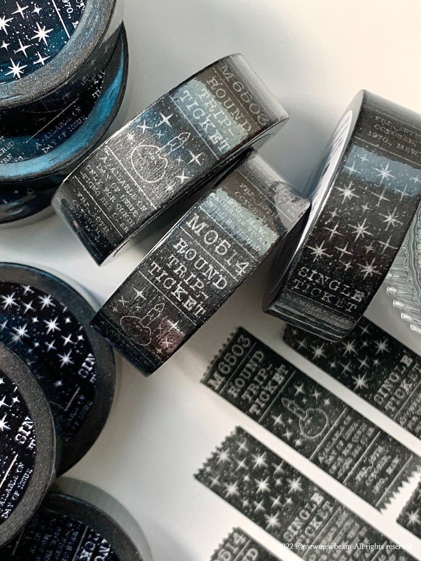Mewmewbeam Washi Tape: Black and White Ticket
