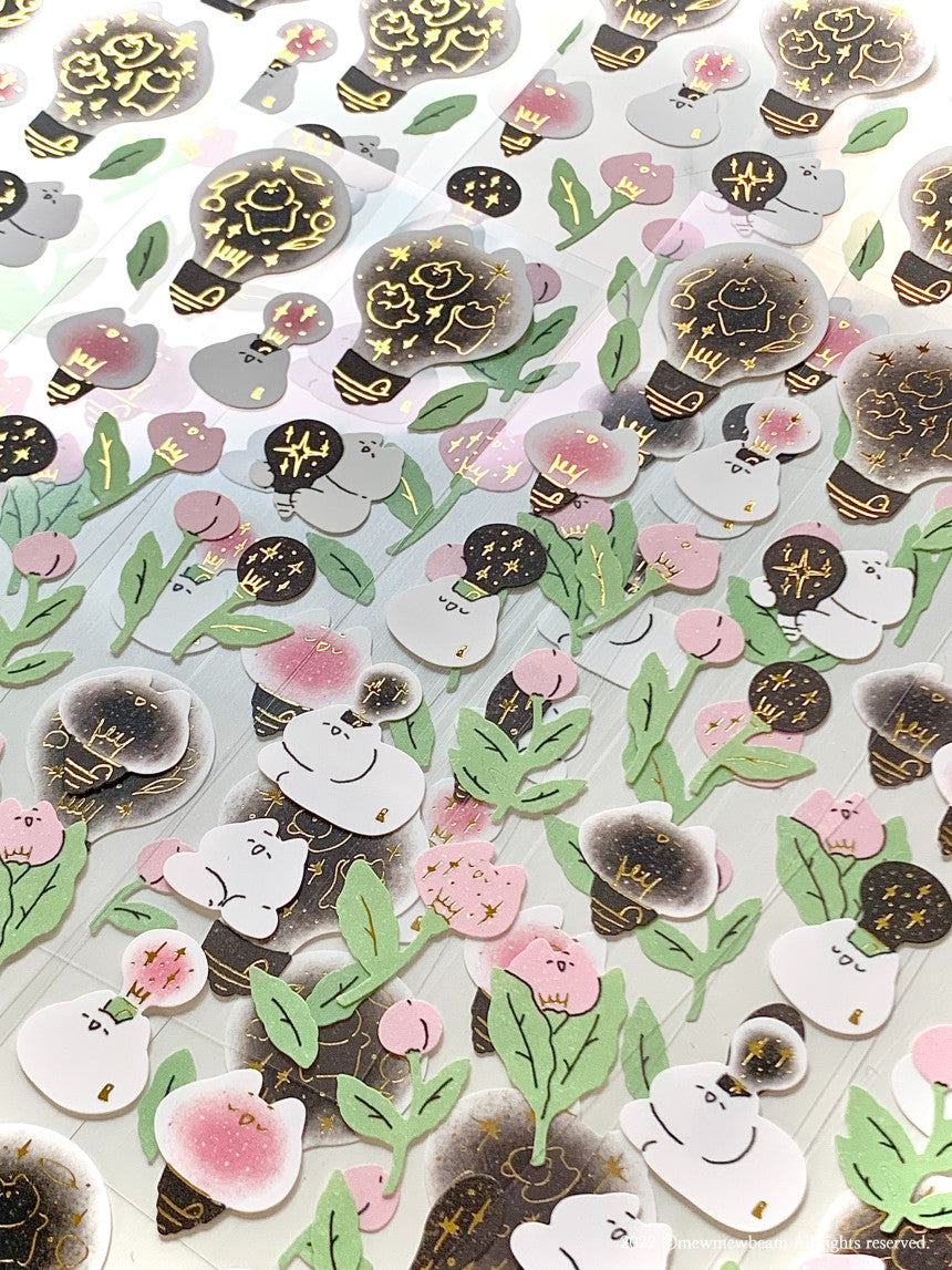 Mewmewbeam Sticker Sheet: Gold Bulb