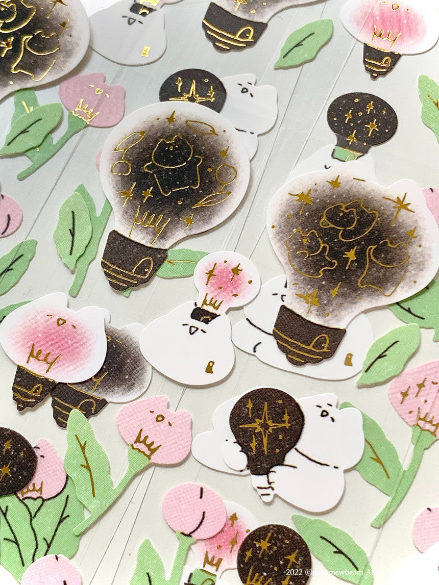 Mewmewbeam Sticker Sheet: Gold Bulb