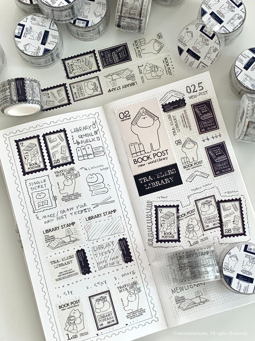 Mewmewbeam Washi Tape: Book Stamp