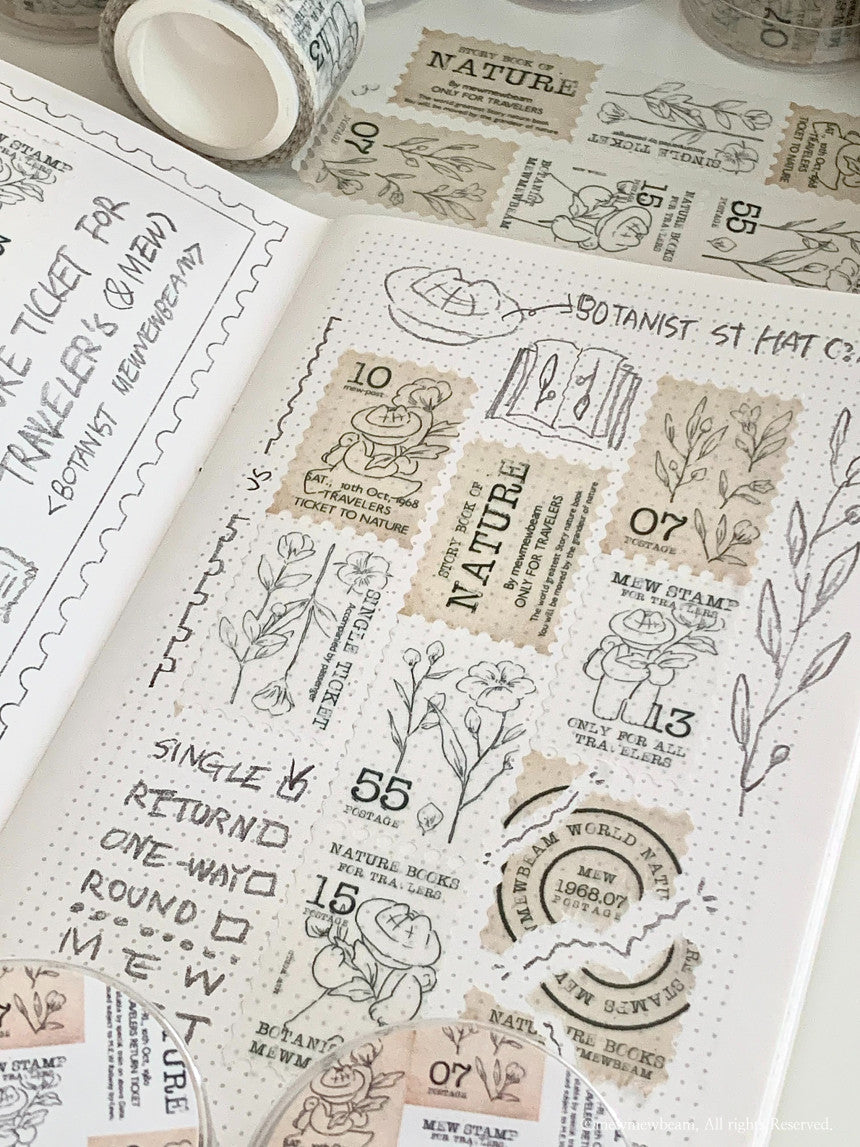 Mewmewbeam Washi Tape: Botanist Stamp