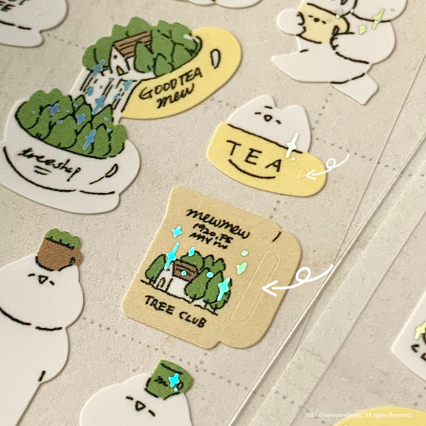 Mewmewbeam Sticker Sheet: Teacup World