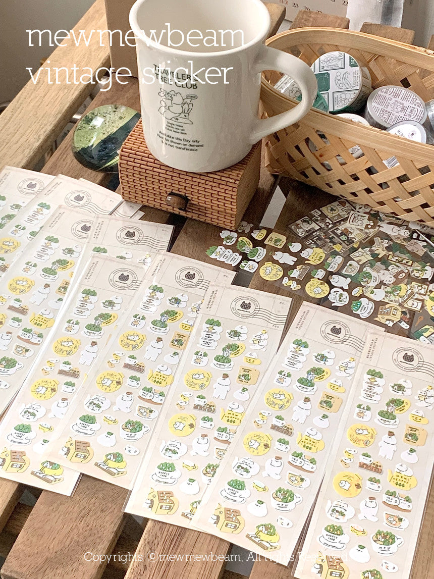 Mewmewbeam Sticker Sheet: Teacup World