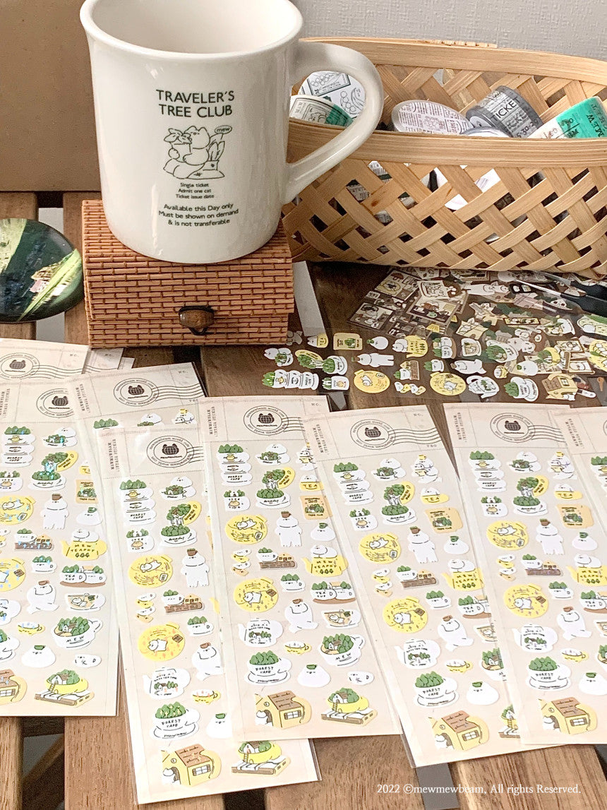 Mewmewbeam Sticker Sheet: Teacup World