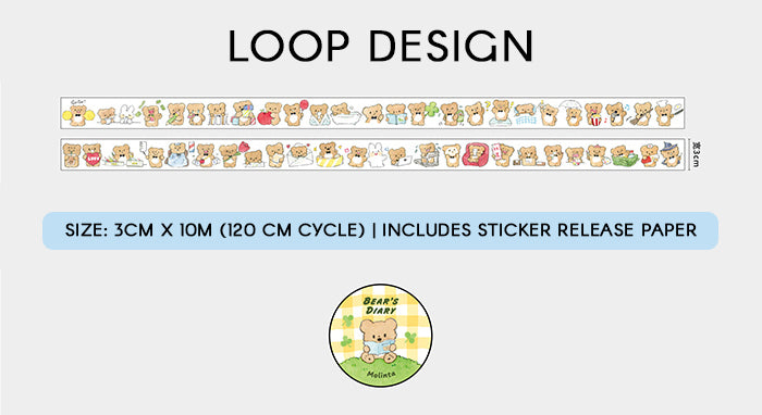 Molinta Washi Tape: Bear's Diary