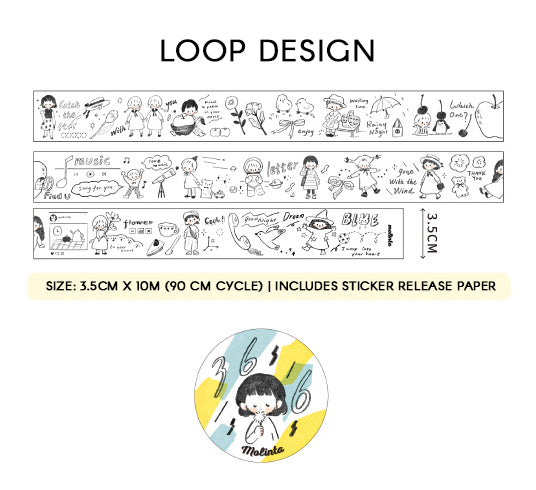 Molinta Washi Tape: Monochrome Doodles