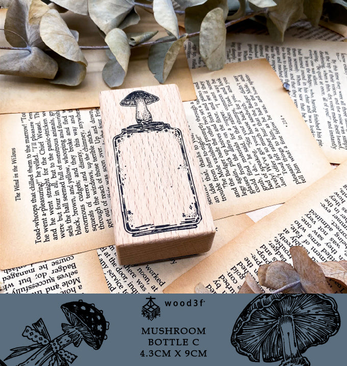Wood3F Rubber Stamp: Mushroom Bottles 2