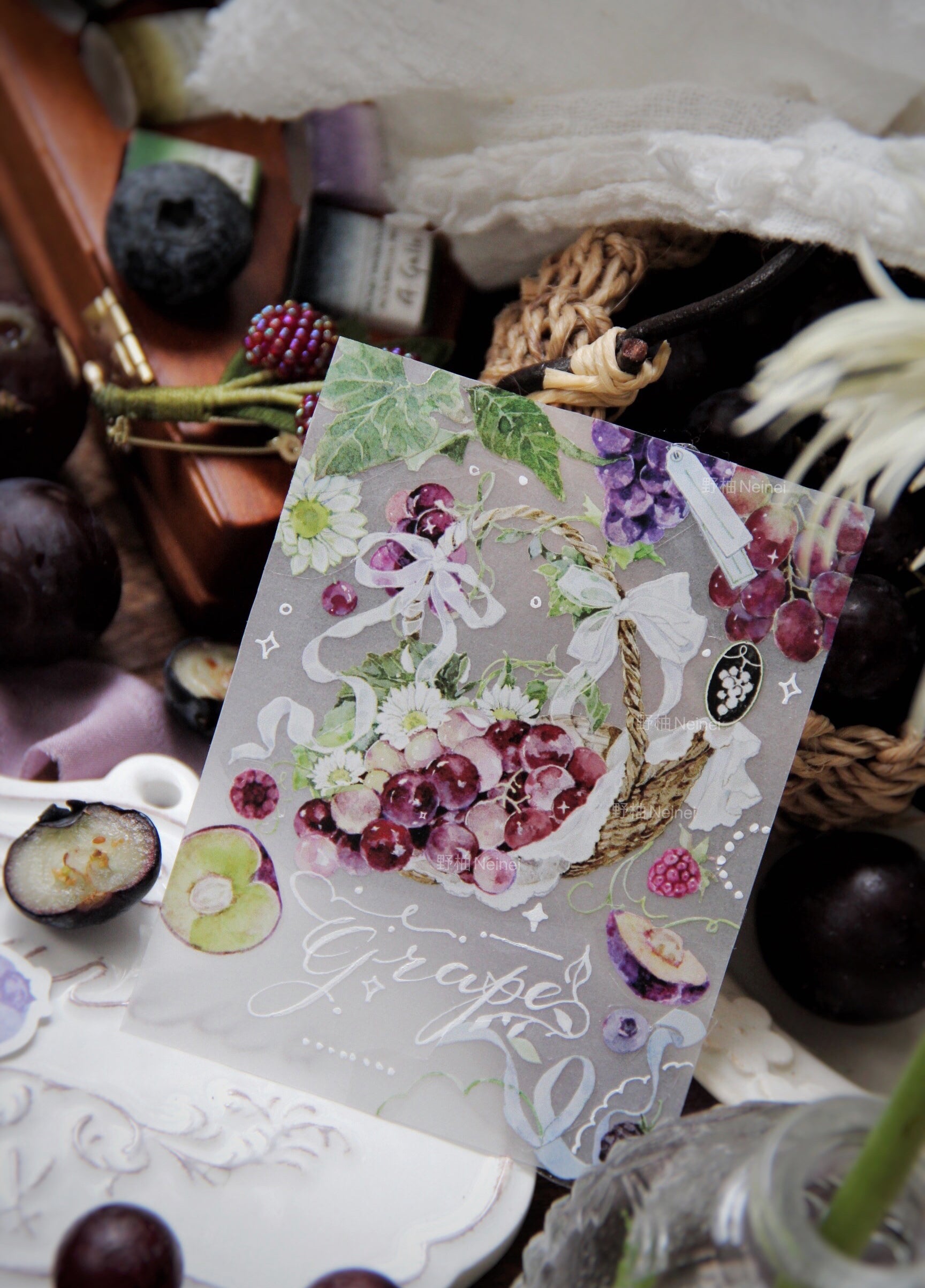 Neinei Illustration Masking Tape: Grapes