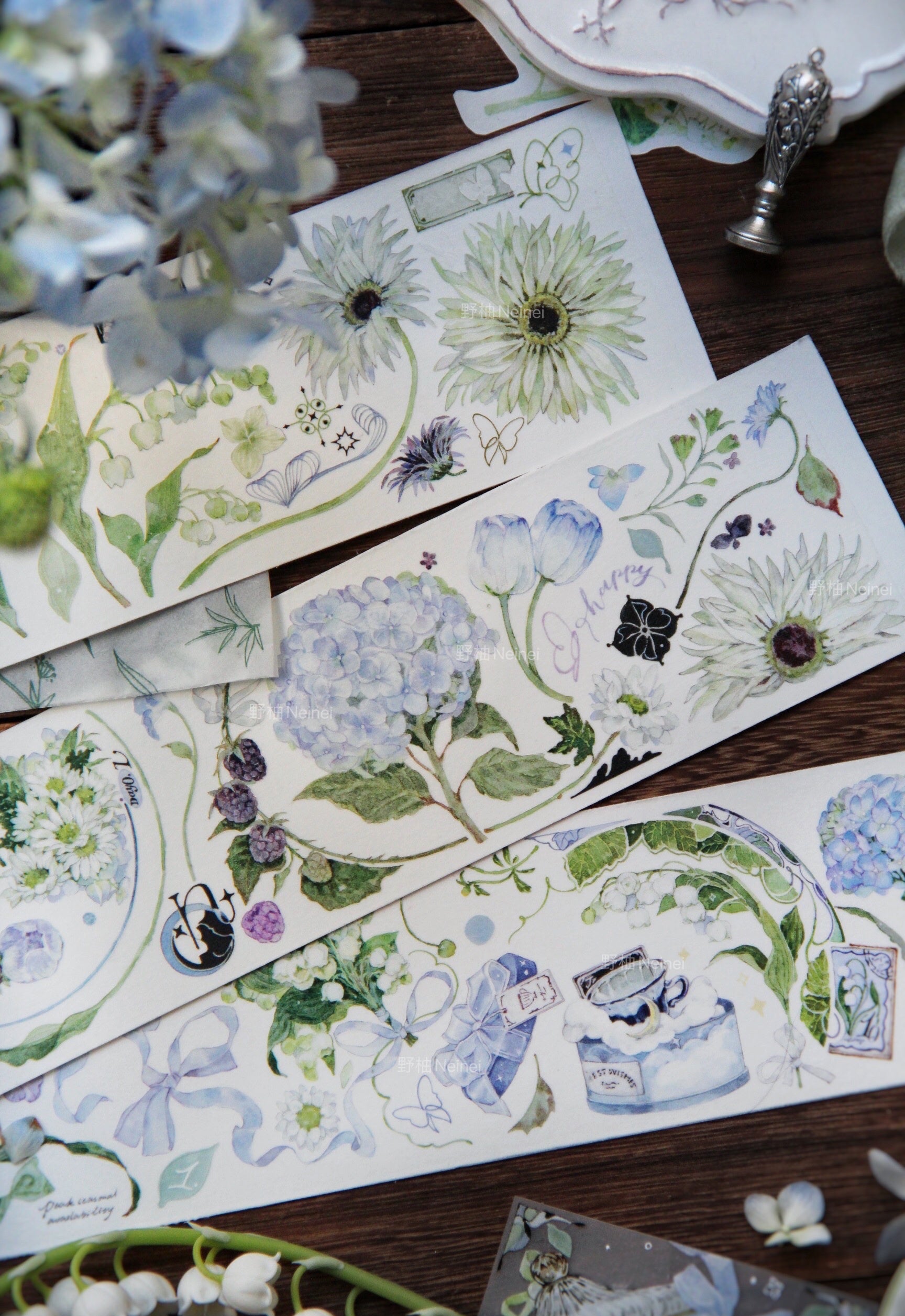 Neinei Illustration Masking Tape: Hydrangea
