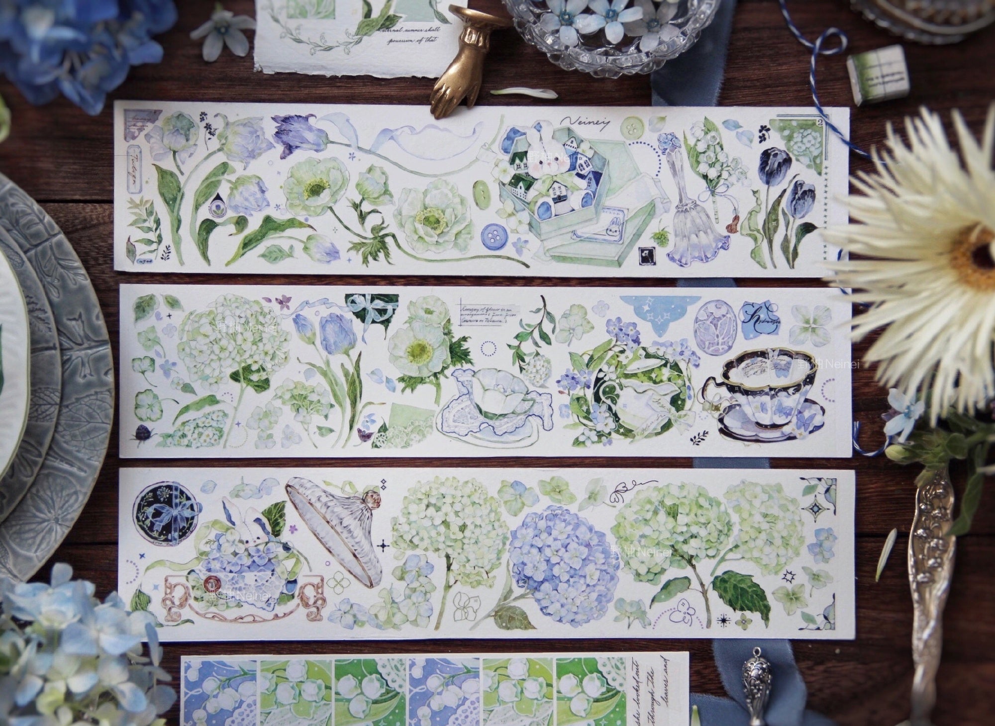 Neinei Illustration Masking Tape: Hydrangea