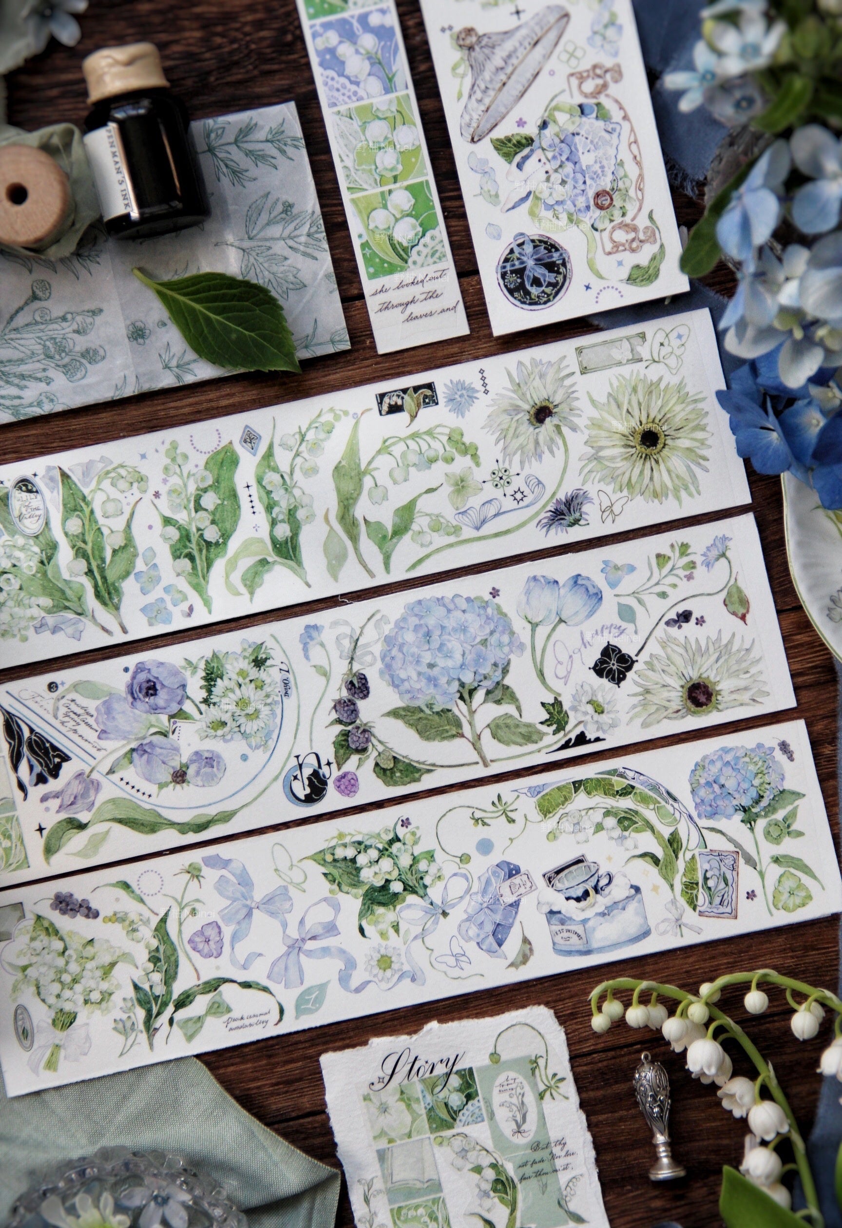 Neinei Illustration Masking Tape: Hydrangea