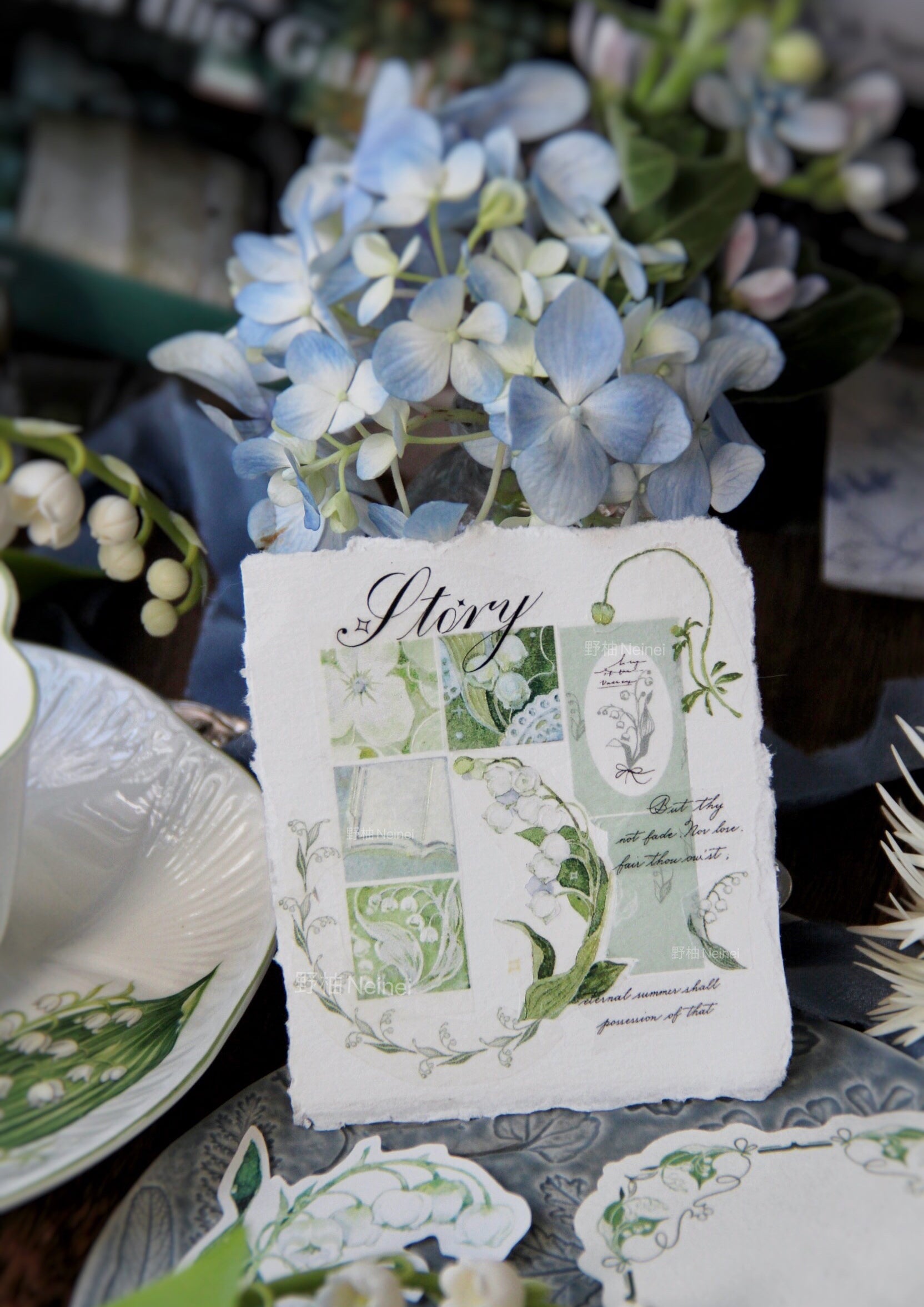 Neinei Illustration Masking Tape: Hydrangea