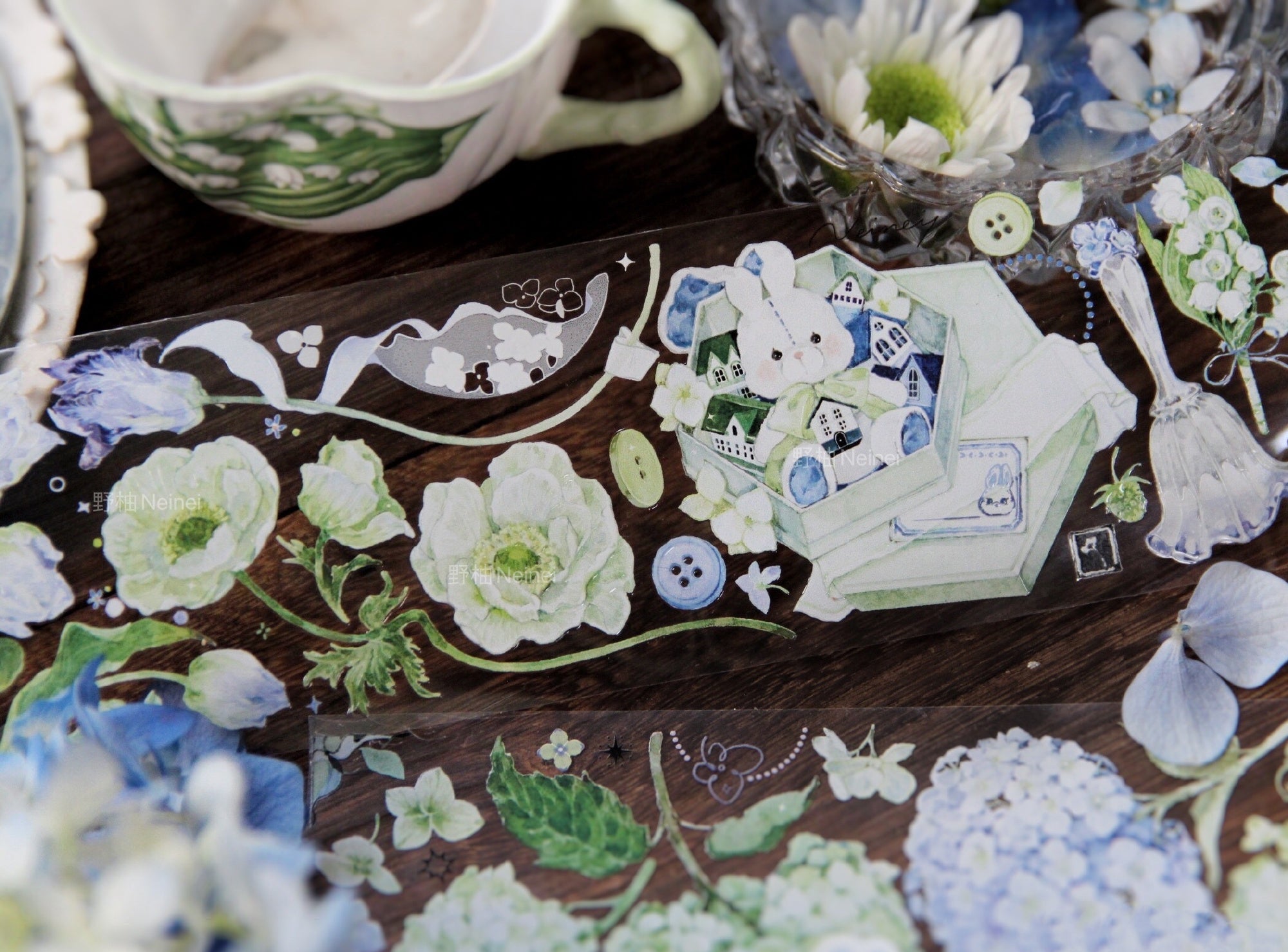 Neinei Illustration Masking Tape: Hydrangea