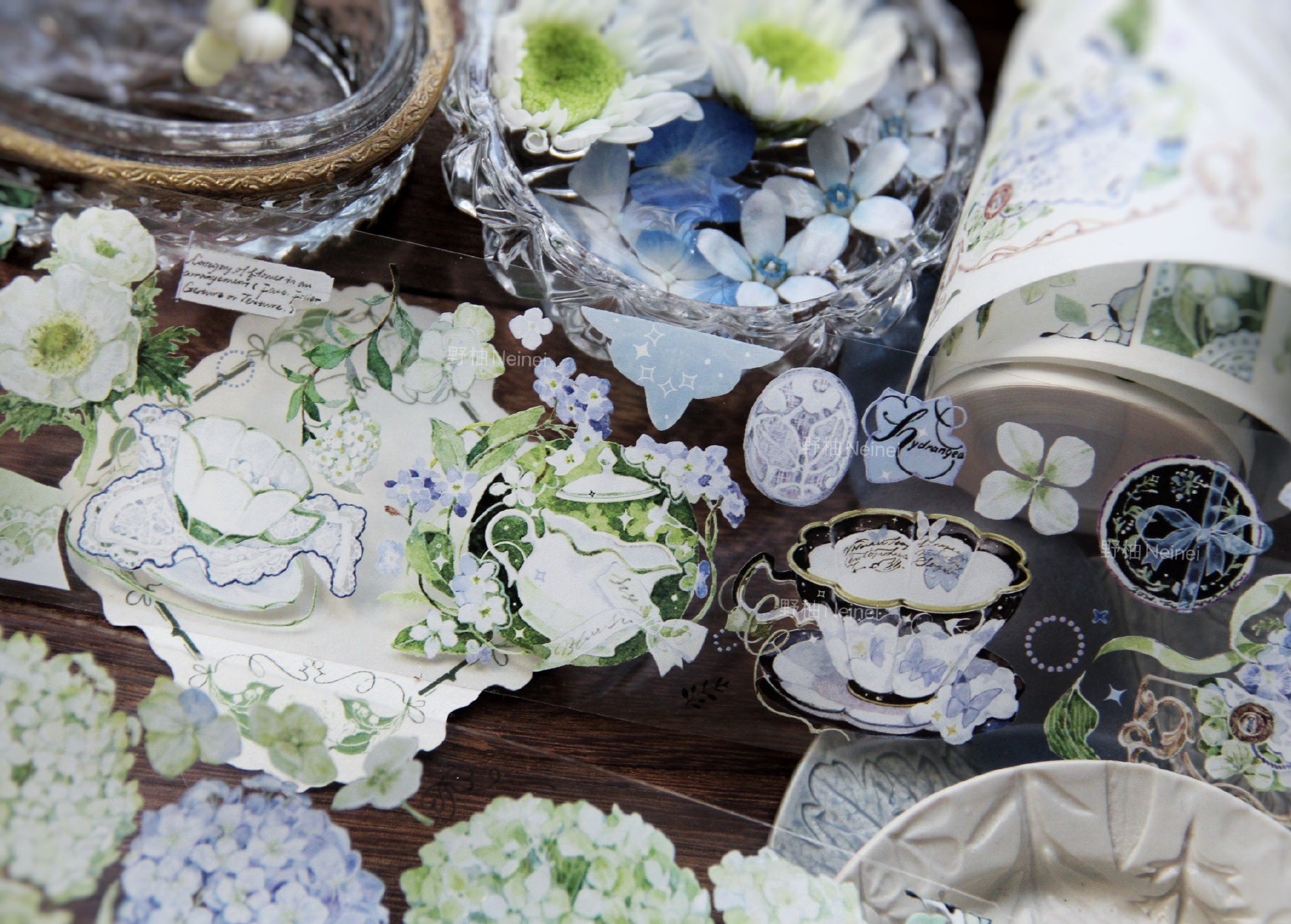 Neinei Illustration Masking Tape: Hydrangea